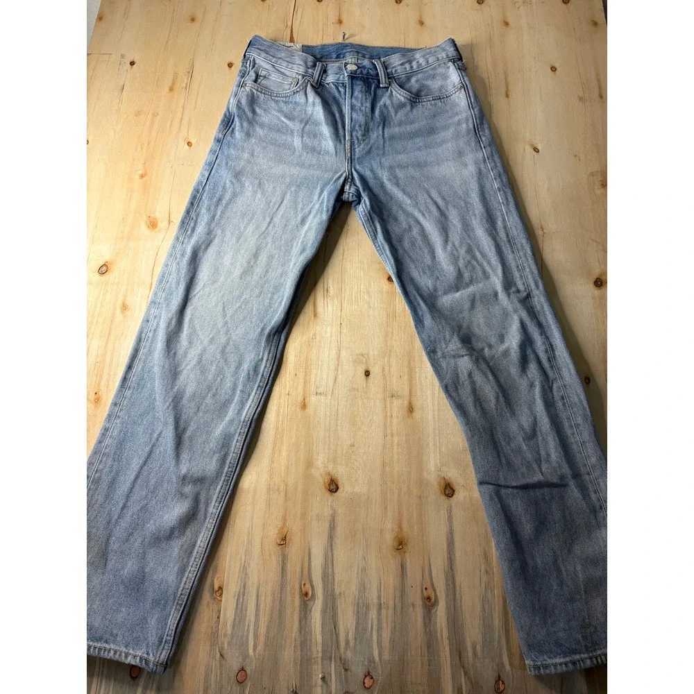 HM Original Straight Regular Fit Blue Denim Jeans 30/32 Light Wash Mens